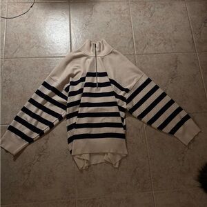 Free People Coastal Striped Half-Zip Sweater